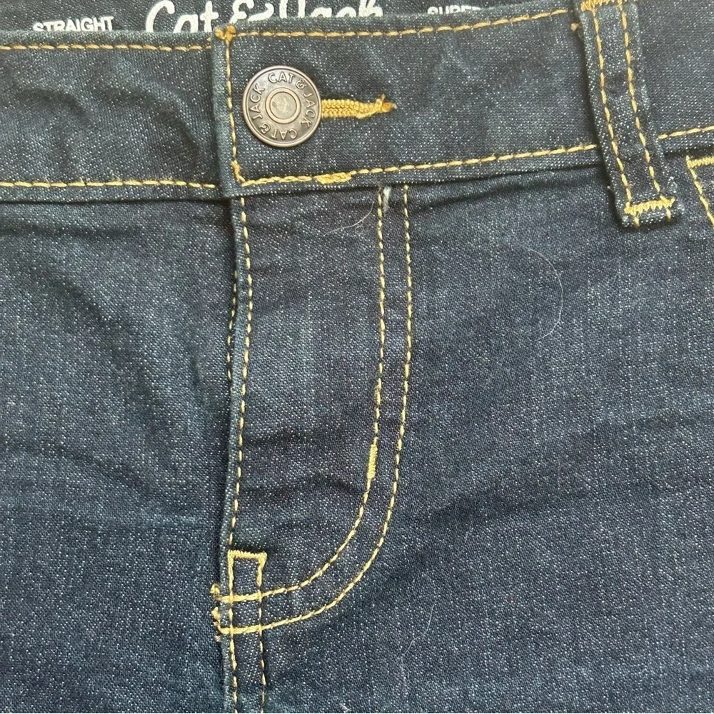 Cat & Jack Girls’ 12 Dark Blue Denim Jeans Super‎ Stretch Straight Leg School